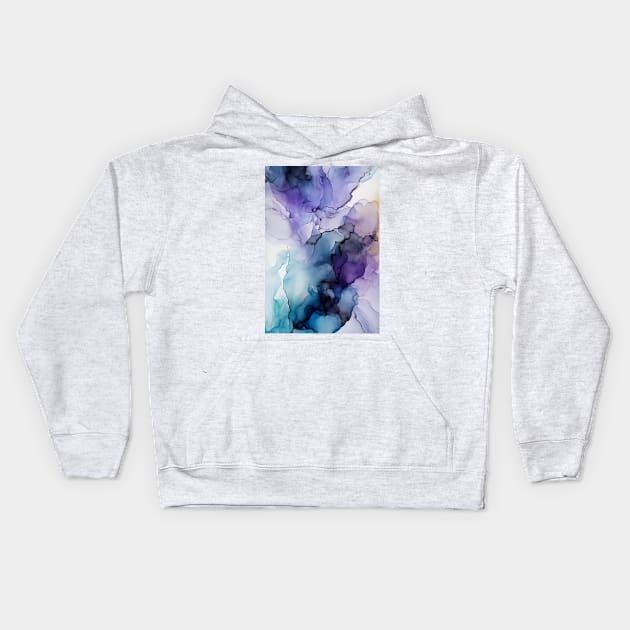 Pretty Purple - Abstract Alcohol Ink Art Kids Hoodie by inkvestor